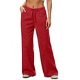 thumbnail image 1 of Womens Yoga Sweatpants Elastic Waist Sweatpants Solid Color Drawstring Wide Leg Sweatpants with Pockets Casual Soft Sweatpants Lounge Pants, 1 of 6