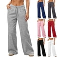 thumbnail image 1 of Womens Yoga Sweatpants Elastic Waist Sweatpants Solid Color Drawstring Wide Leg Sweatpants with Pockets Casual Soft Sweatpants Lounge Pants, 1 of 7