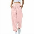 thumbnail image 1 of Womens Yoga Sweatpants Wide Leg High Waisted Fitting Leggings And Elegant Leg Tied Sanitary Casual Sports Workout Jogging Pink (S), 1 of 7