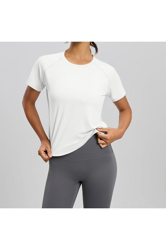 Womens Yoga Tops Short Sleeve Crew Neck T-Shirts Mesh Splice Back Tees for Running Workout Mother Gifts