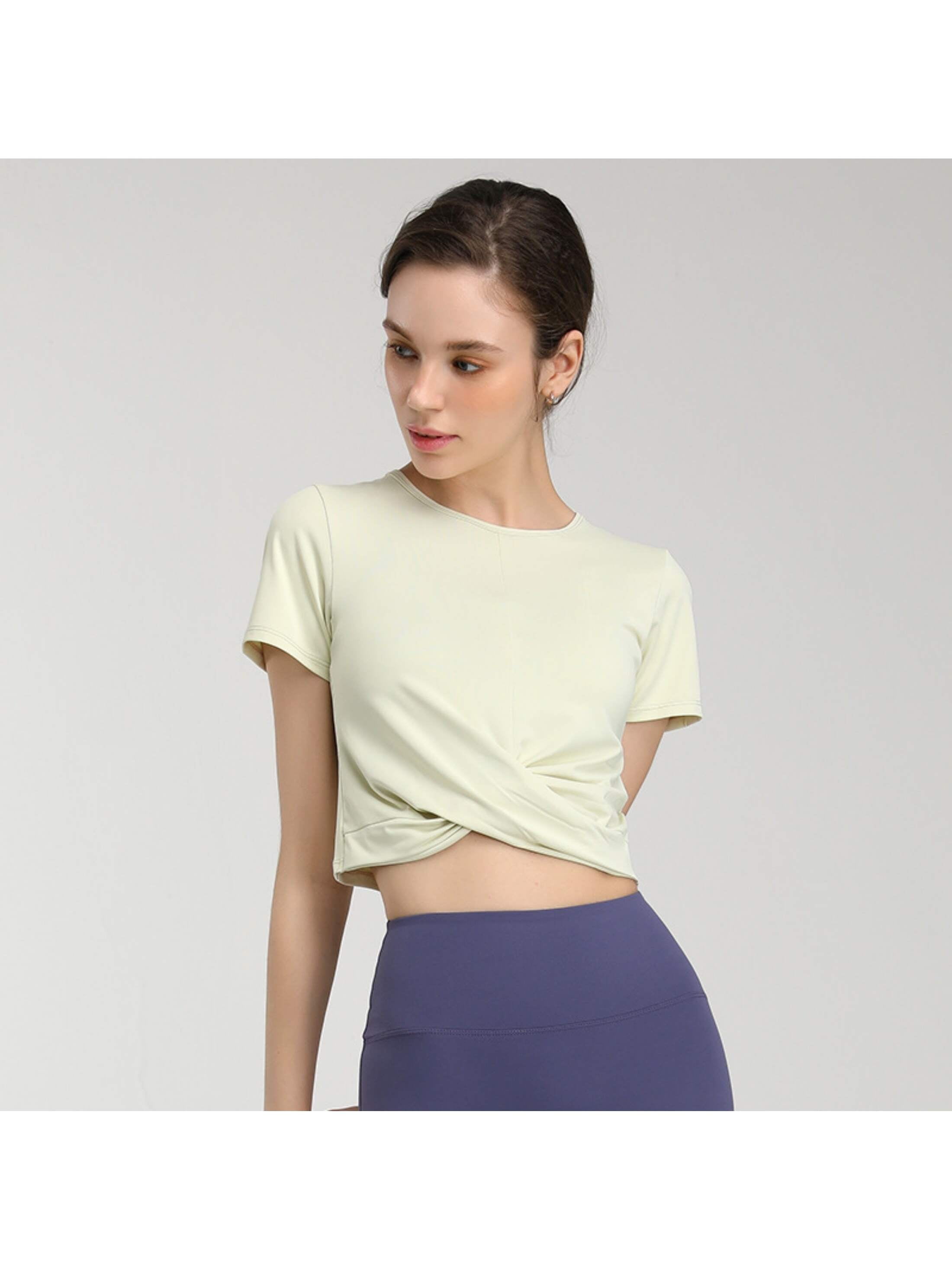 Womens Yoga Tops Short Sleeve Loose Fit Activewear Muscle Tops Workout