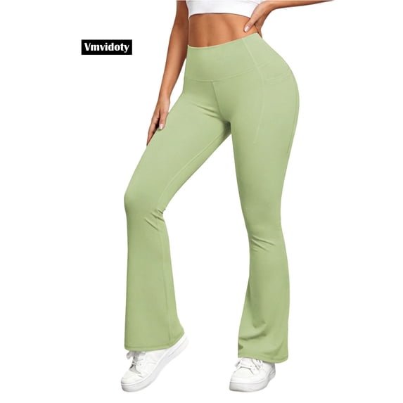 Womens Yoga Workout Pants High Waist Flare Yoga Pants for Women Stretch Workout Leggings Green L