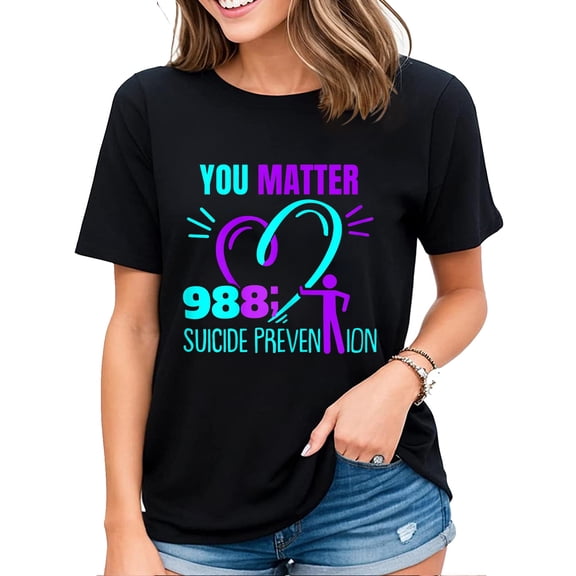 Womens You Do Matter 988 Social Worker Suicide Prevention Awareness T-Shirt Black Large