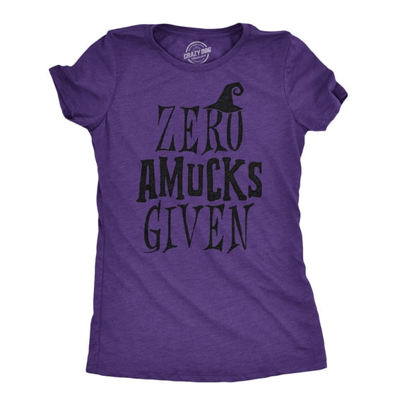 Womens Zero Amucks Given T Shirt Funny Halloween Witch Tee Womens Graphic Tees
