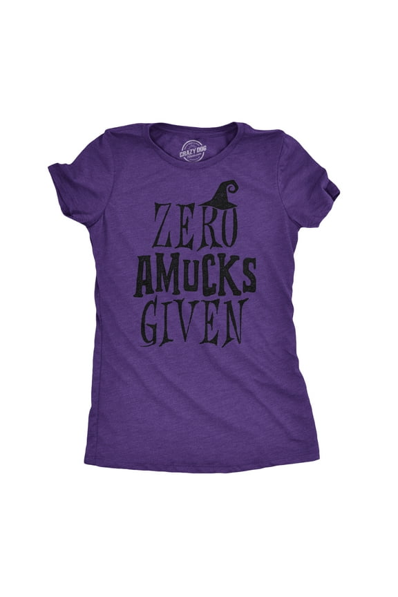 Womens Zero Amucks Given T Shirt Funny Halloween Witch Tee Womens Graphic Tees