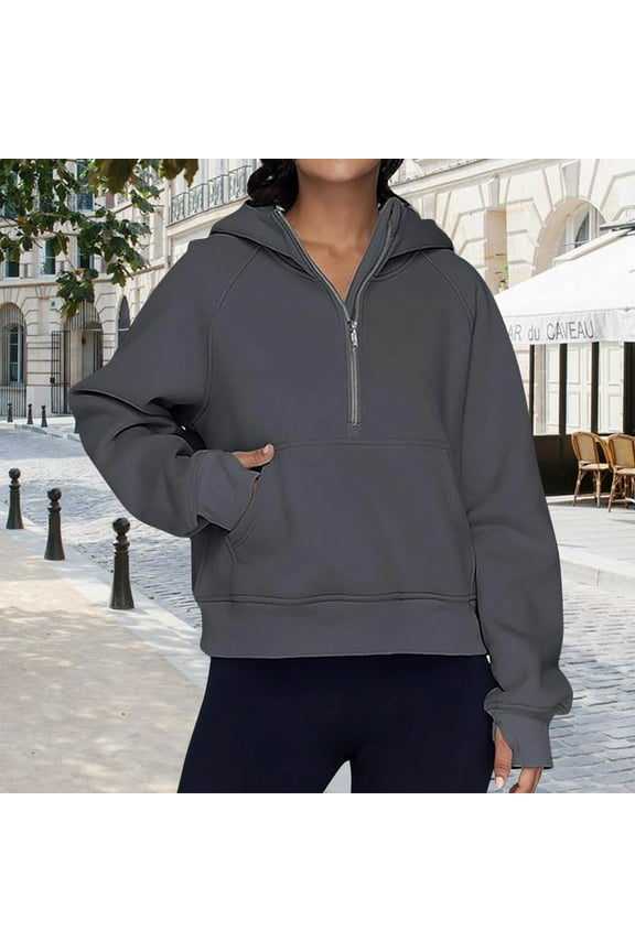 Womens Zip Up Cropped Hoodies Full Zipper Sweatshirts Pullover Winter Clothes Sweater With Pocket Long Zip up Sweatshirt Long Zipper Sweatshirts Women Womens Full Zip Hoodie Casual Women Hoodie Fall