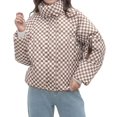 thumbnail image 1 of Womens Zip Front Plaid Sweatshirts Print Hoodie Fall Jackets Long Sleeve Casual Drawstring Clothes Khaki L, 1 of 9