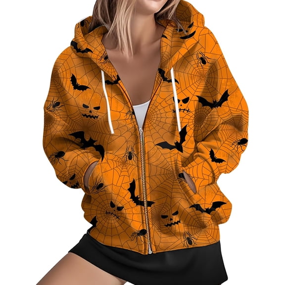 Womens Zip Front Plaid Sweatshirts Print Hoodie Fall Jackets Long Sleeve Casual Drawstring Clothes