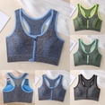 thumbnail image 1 of Womens Zip Front Wireless Bra, Full Coverage Lightly Lined Underwear, Cross Back Design, Comfortable Tank Bra for Women | VerBelle,Green XL, 1 of 6