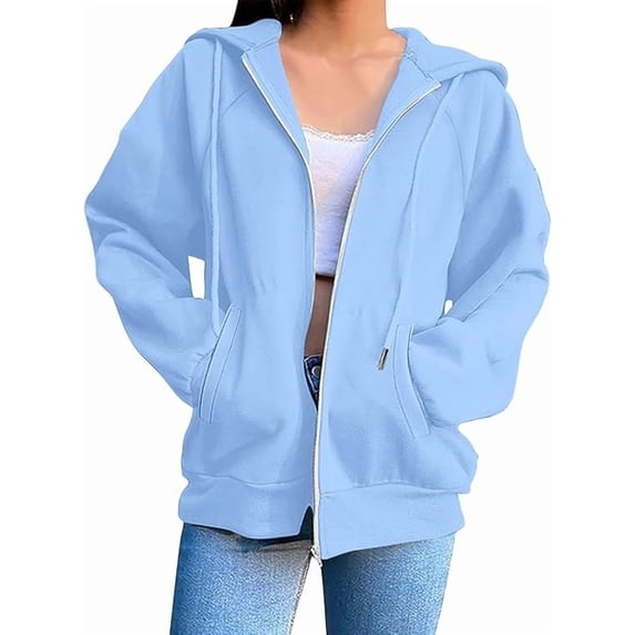 Womens Zip Up Hoodies 2025 Fall Trendy Plus Size Hooded Casual Long Sleeve Sweatshirt Full Zip Zipper Athletic Jacket Lightweight Workout Sweatshirts Coats