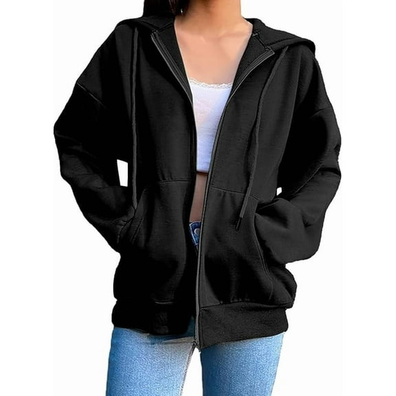Womens Zip Up Hoodies 2025 Fall Trendy Plus Size Hooded Casual Long Sleeve Sweatshirt Full Zip Zipper Athletic Jacket Lightweight Workout Sweatshirts Coats