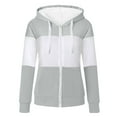 thumbnail image 1 of Womens Zip Up Hoodies Color Block Sweatshirt Women Loose Hooded Tops Fall Lightweight Long Sleeve Jacket with Pockets Casual Fashion Hoodie Sweat Top Outwear Streetwear gray M, 1 of 3
