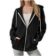 thumbnail image 1 of Womens Zip Up Hoodies Cozy Track Jackets Soft Casual Fall Fashion Lightweight Jackets with Pockets Sweatshirts Oversized Loose Trendy Long Sleeve Black S, 1 of 8