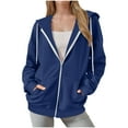 thumbnail image 1 of Womens Zip Up Hoodies Cozy Track Jackets Soft Casual Fall Fashion Lightweight Jackets with Pockets Sweatshirts Oversized Loose Trendy Long Sleeve Blue L, 1 of 8