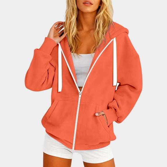 Womens Zip Up Hoodies Jackets Oversized Sweatshirts Fall Fashion Outfits 2025 Sweaters Winter Clothes Casual Hooded Sweatshirt With Zipper Pockets Lightweight And Stylish For And Autumn