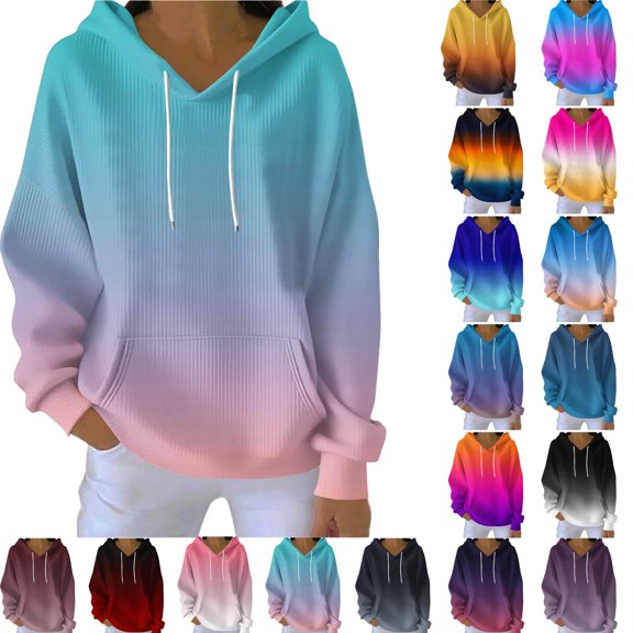 Womens Zip Up Hoodies Jackets Cropped Sweatshirts Women's Printing Blouses Long Sleeve Pockets Casual Fashion Hooded Sweatshirt Gift for Girls Light Blue S