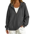 thumbnail image 1 of Womens Zip Up Hoodies Soft Full Zip Hoodie Hoodies for Women Long Sleeve Cozy Fleece Fall Outfits Workout Clothes Mama Sweatshirt Oversized Sweatshirts Fashion Hoodies & Sweatshirts Dark Gray L, 1 of 9