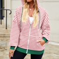thumbnail image 1 of Womens Zip Up Hoodies Striped Fashion Sweatshirts Long Sleeve Jacket With Pockets 2024 Teen Girls Fashion Clothes Sweatcoat Zip up Sweatshirt Women Zipper Front Hoodies Hooded Sweatshirt Womens Hooded, 1 of 8