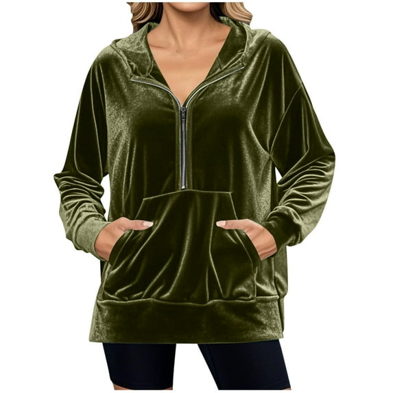 Womens Zip Up Hoodies Sweatshirts Oversized Cozy Track Jackets Lightweight Jackets with Pockets Loose Trendy Long Sleeve Soft Casual Fall Fashion Army Green M