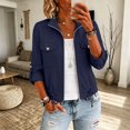 thumbnail image 1 of Womens Zip Up Jacket Roll Tab Sleeve Flap Pocket Drawstring Hem Utility Lightweight Cropped Jackets Women SoftLightweight Fall Jacket Daily Travel Outfits, 1 of 5
