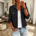 thumbnail image 1 of Womens Zip Up Jacket Roll Tab Sleeve Flap Pocket Drawstring Hem Utility Lightweight Cropped Jackets Women SoftLightweight Fall Jacket Daily Travel Outfits, 1 of 5