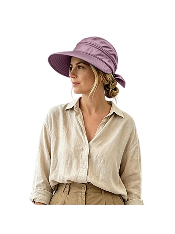 Womens Zip Off Sun Hat Detachable Two in One UV Protection Visor Cap Lightweight Outdoor Travel Hat Light Pink A
