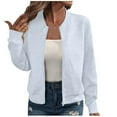 thumbnail image 1 of Womens Zip Up Bomber Jacket, Fall Coats for Women Fashion Loose Fit Warmth Long Sleeve Pullover with Pockets, 1 of 4