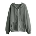 thumbnail image 1 of Womens Zip Up Cropped Hoodies Oversized Sweatshirts Full Zipper Jackets Y2k Fall Clothes 2023 Fashion Outfits, 1 of 4