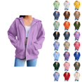 thumbnail image 1 of Womens Zip Up Hoodie 2026 Fall Winter Casual Long Sleeve Basic Hoodie Sweatshirt with Pockets Jacket Coat Outerwear, 1 of 7