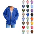 thumbnail image 1 of Womens Zip Up Hoodie 2026 Fall Winter Trendy Long Sleeve Plain Hoodie Sweatshirt Jacket Coat Outerwear with Pockets, 1 of 7