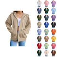 thumbnail image 1 of Womens Zip Up Hoodie 2026 Fall Winter Trendy Long Sleeve Plain Hoodie Sweatshirt Jacket Coat Outerwear with Pockets, 1 of 8