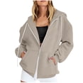 thumbnail image 1 of Womens Zip Up Hoodie Jackets 2 Way Zipper Drawstring Sweatshirt Coat with Pockets Long Sleeve Hooded Outerwear (S, Gray), 1 of 7