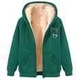 thumbnail image 1 of Womens Zip Up Hoodie Long Sleeve Maple Leaf Print Oversized Hooded Jacket Fleece Full Zip Sweatshirt with Pockets Army Green M, 1 of 7