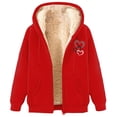 thumbnail image 1 of Womens Zip Up Hoodie Long Sleeve Maple Leaf Print Oversized Hooded Jacket Fleece Full Zip Sweatshirt with Pockets Red 3XL, 1 of 7