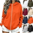 thumbnail image 1 of Womens Zip Up Hoodie Sweatshirt Side Stripe Long Sleeve Drawstring Athletic Oversized Pullover with Kangaroo Pocket Casual Sportswear, 1 of 10