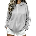 thumbnail image 1 of Womens Zip Up Hoodie Sweatshirt Side Stripe Long Sleeve Drawstring Athletic Oversized Pullover with Kangaroo Pocket Casual Sportswear, 1 of 9