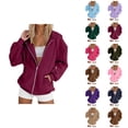 thumbnail image 1 of Womens Zip Up Hoodies 2026 Fall Winter Plain Casual Long Sleeve Hoodie Sweatshirt Jacket Coat Outerwear with Pockets, 1 of 5