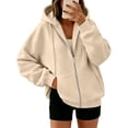 thumbnail image 1 of Womens Zip Up Hoodies 2026 Y2K Casual Long Sleeve Zipper Sweatshirts Fall Winter Trendy Track Jackets With Pockets Khaki S, 1 of 6
