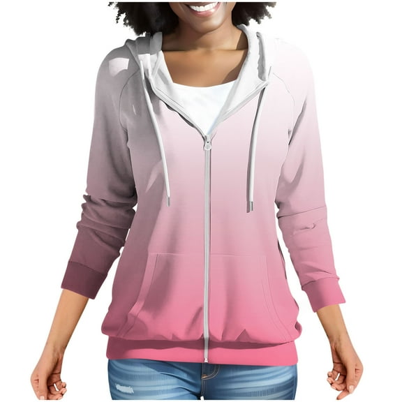 Womens Zip Up Hoodies Casual Lightweight Long Sleeve Jackets Drawstring Hooded Sweatshirt Fall Outfits with Pockets