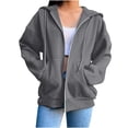 thumbnail image 1 of Womens Zip Up Hoodies Casual Long Sleeve Zipper Pockets Winter Dark Gray Sweatshirts Fall Fashion Outfits 2025 S-XL, 1 of 7