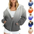 thumbnail image 1 of Womens Zip Up Hoodies Casual Long Sleeved Printed Zippered Hooded Gray Winter Sweatshirts Fall Fashion Outfits 2025 ( L ), 1 of 7