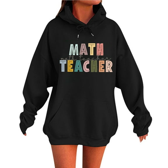 Womens Zip Up Hoodies Cropped Hoodie for Teen Girls Unisex Autumn And Winter Subject Teacher Letter Print Long Sleeve Pocket Hooded Sweatshirt