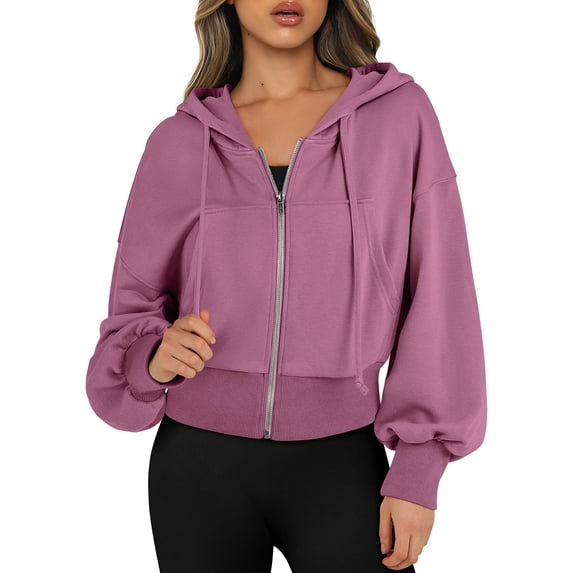 Womens Zip Up Hoodies Cropped Sweatshirts Casual Comfy Cute Zip Jackets Fashion Trendy Fall Outfits 2025 Y2K Clothes