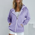 thumbnail image 1 of Womens Zip Up Hoodies Fashion V-Neck Pullover Tops Loose Long Sleeve Fit Hooded Sweatshirts 2024 Casual Lightweight Jacket With Pocket Purple M, 1 of 6