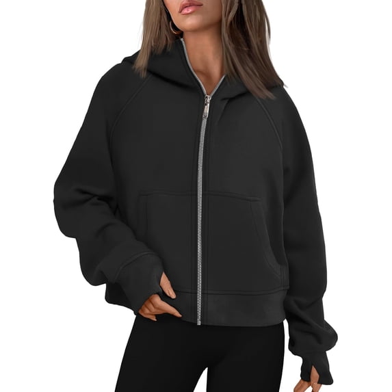 Womens Zip Up Hoodies Fleece Jackets Oversized Sweatshirts Fall Fashion Outfits 2024 Sweaters Winter Clothes