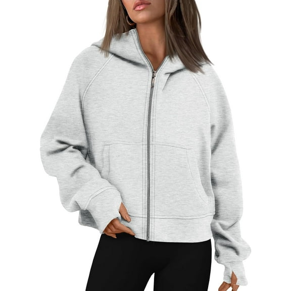 Womens Zip Up Hoodies Fleece Jackets Oversized Sweatshirts Fall Fashion Outfits 2024 Sweaters Winter Clothes