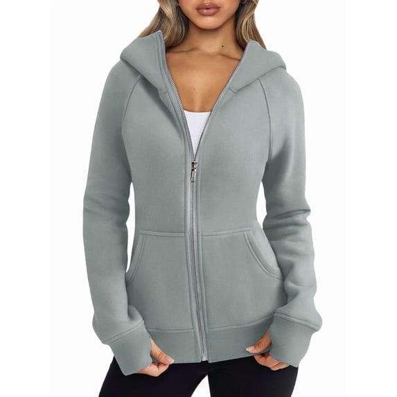 Womens Zip Up Hoodies Fleece Jackets Oversized Sweatshirts Fall Fashion Outfits Sweaters Winter Clothes Bean Green L