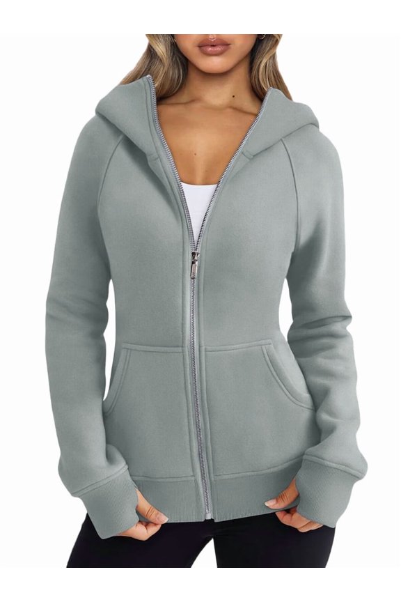 Womens Zip Up Hoodies Fleece Jackets Oversized Sweatshirts Fall Fashion Outfits Sweaters Winter Clothes Bean Green XXL