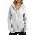 thumbnail image 1 of Womens Zip Up Hoodies Fleece Jackets Oversized Sweatshirts Fall Fashion Outfits Sweaters Winter Clothes Grey XXL, 1 of 8