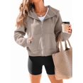 thumbnail image 1 of Womens Zip Up Hoodies Fleece Jackets Oversized Sweatshirts Fall Fashion Outfits Sweaters Winter Clothes Khaki L, 1 of 6